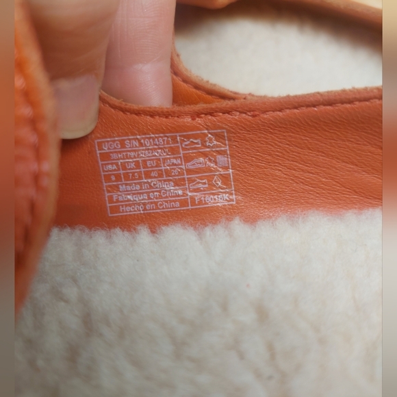 UGG Elodie Slipper shoes Terracotta Orange leather Shearling slip on 9 - Picture 7 of 7